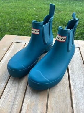 Hunter Teal Chelsea Rain Boots